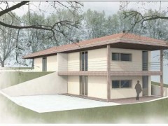 Maison ossature bois et béton de chanvre projeté
