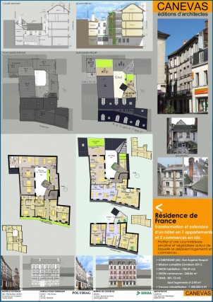 Le France, 7 logements BBC et 4 commerces en réhabilitation lourde -Pan de bois