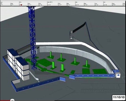 Modélisation du séquençage de construction d'un immeuble (technique 4D)